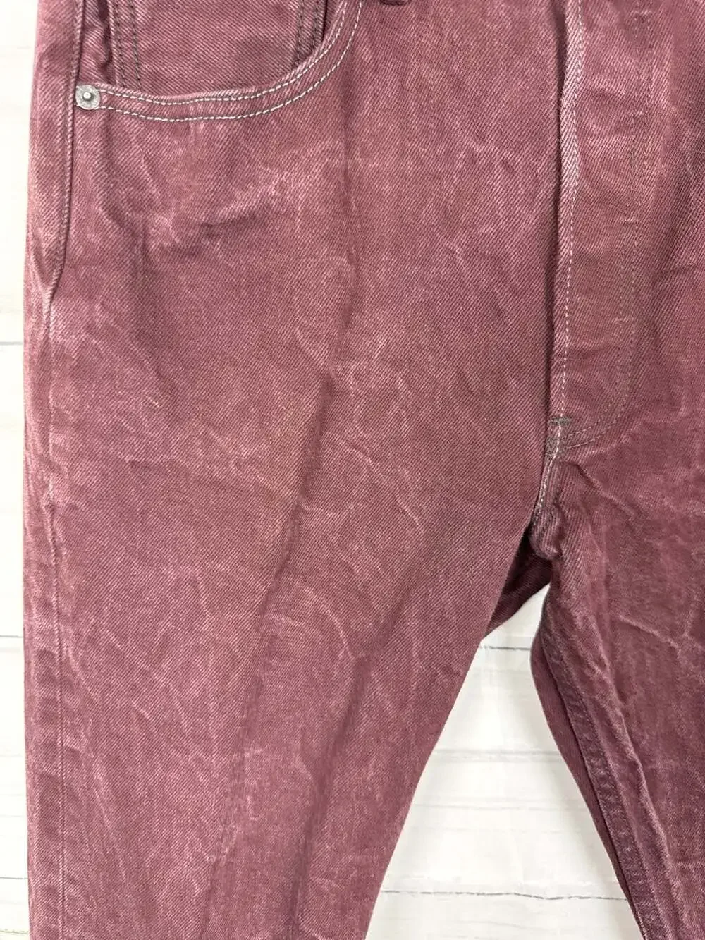 Levi's 501 Original Straight Fit Jeans Maroon Burgundy W33 L32
